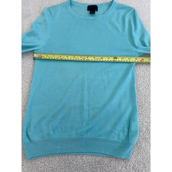 J. Crew Collection Italian Cashmere Teal Sweater Small Long Sleeve Pullover - Picture 8 of 10
